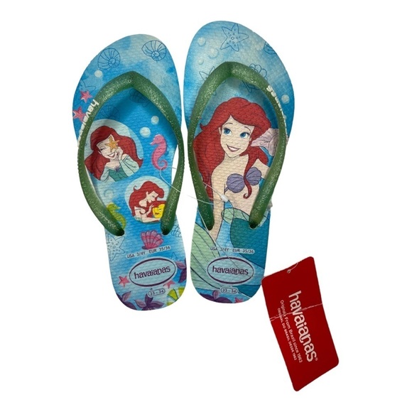 Havaianas Disney Slim Arial Princess Flip Flops Size USA 3/4 NWT - Picture 1 of 3